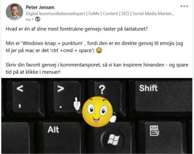 Eksempel på samtalestarteren på LinkedIn