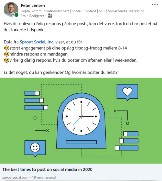 Eksempel på videndeleren på LinkedIn